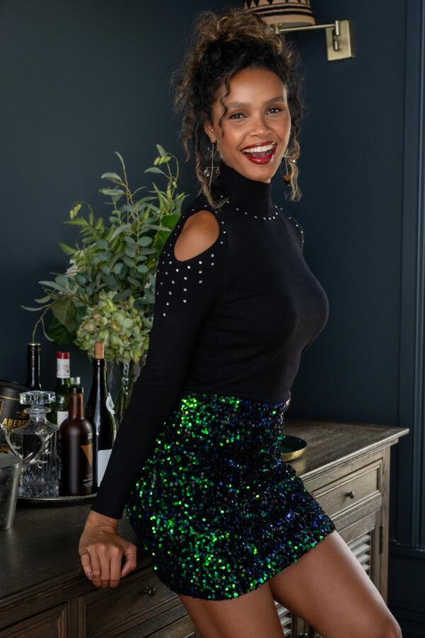 Selena Velvet Sequin Mini Skirt