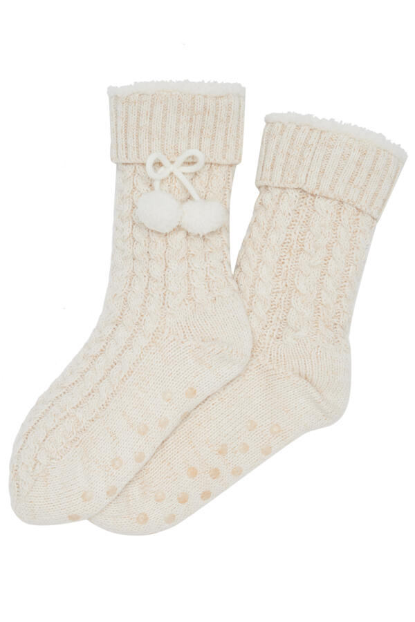 Cosy Cable Knit Lined Slipper Sock