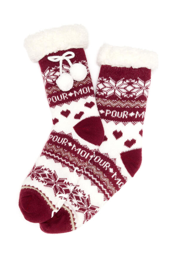 Cosy Fairisle Knit Lined Slipper Sock