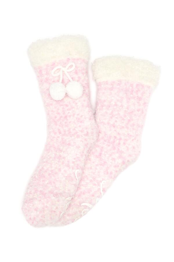 Cosy Popcorn Knit Lined Slipper Sock