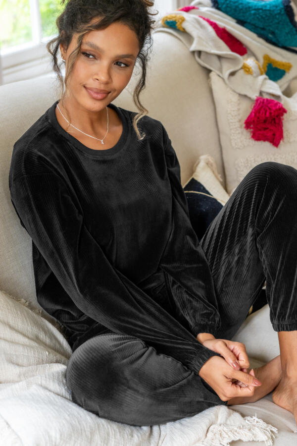 Ribbed Cosy Fleece Lounge Pyjama Set