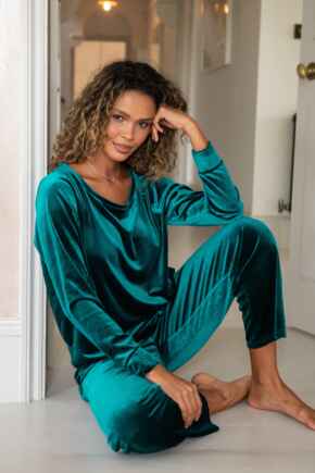 Velour Lounge Pyjama Set - Teal