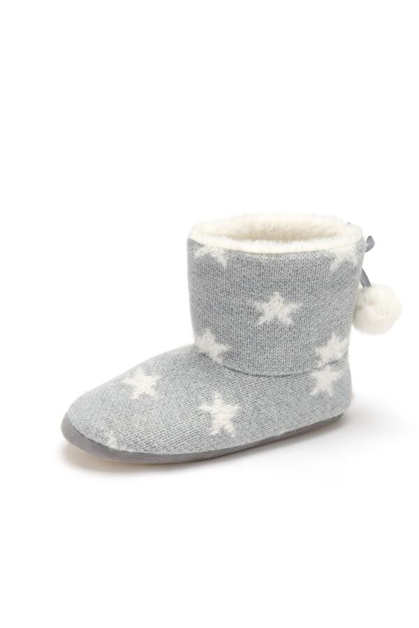 Star Knit Faux Fur Lined Bootie Slipper