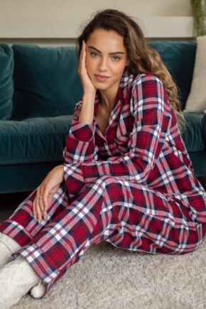 Cosy Check Brushed Cotton Pyjama Gift Set - Navy/Red/White