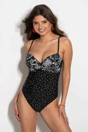 Getaway Lightly Padded Underwired Swimsuit  - Black/White