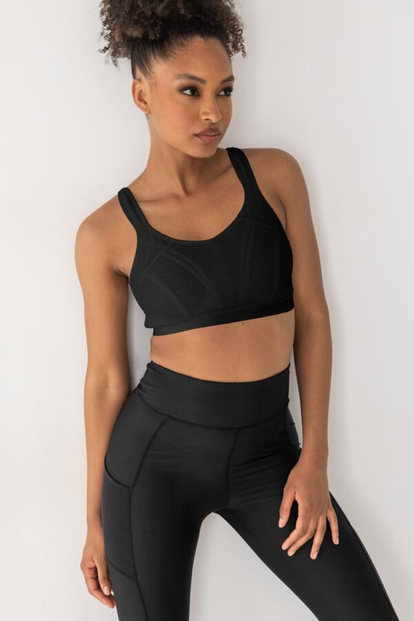 Energy Strive Non-Wired Non-Padded Lined Full Cup Sports Bra - Black