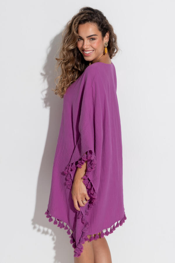 Cotton Double Cloth Fringe Trim Kaftan