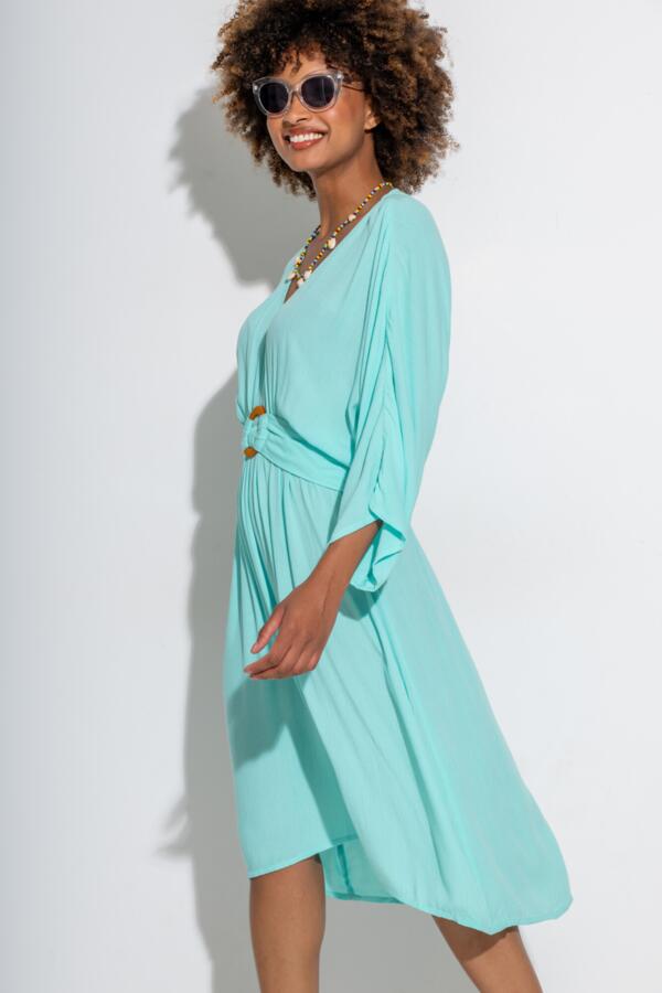 Crinkle O-Ring Midi Beach Kaftan