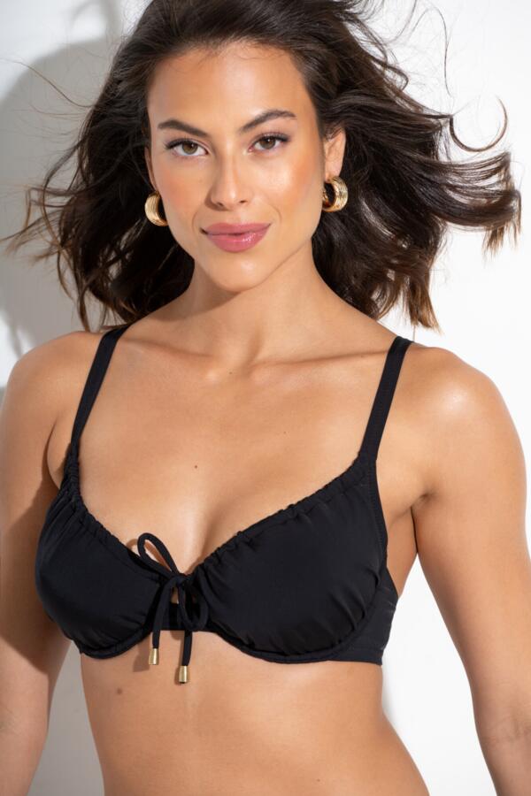 Santa Cruz Underwired Non Padded Adjustable Bikini Top - Black