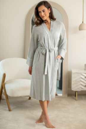 Waffle Loungewear Dressing Gown - Grey Marl