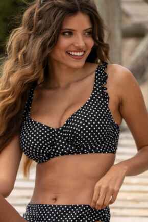 Sicily Longline Underwired Bikini Top - Black/White