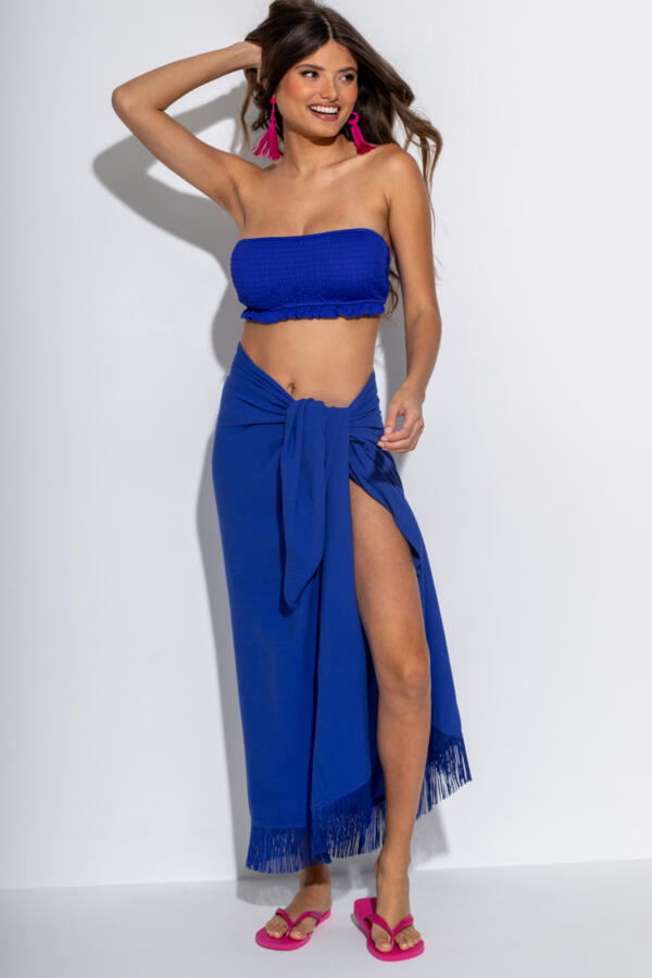 Fringe Trim Crinkle Woven Multiway Sarong