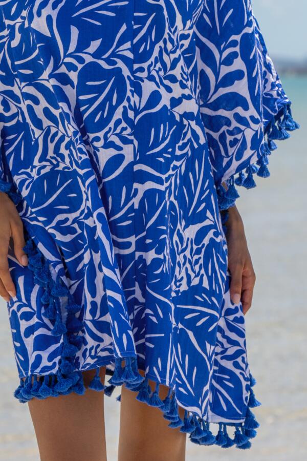 Cotton Double Cloth Fringe Trim Kaftan