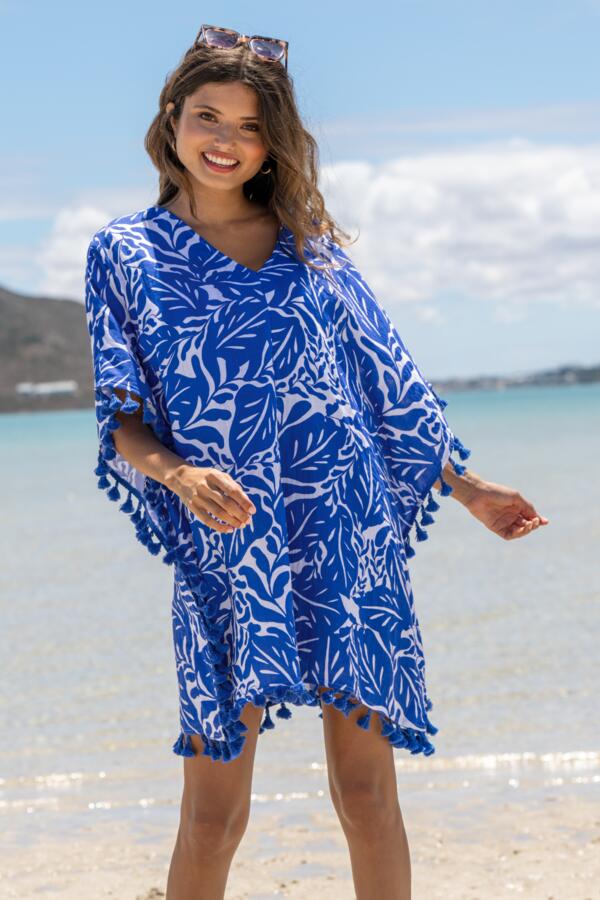 Cotton Double Cloth Fringe Trim Kaftan