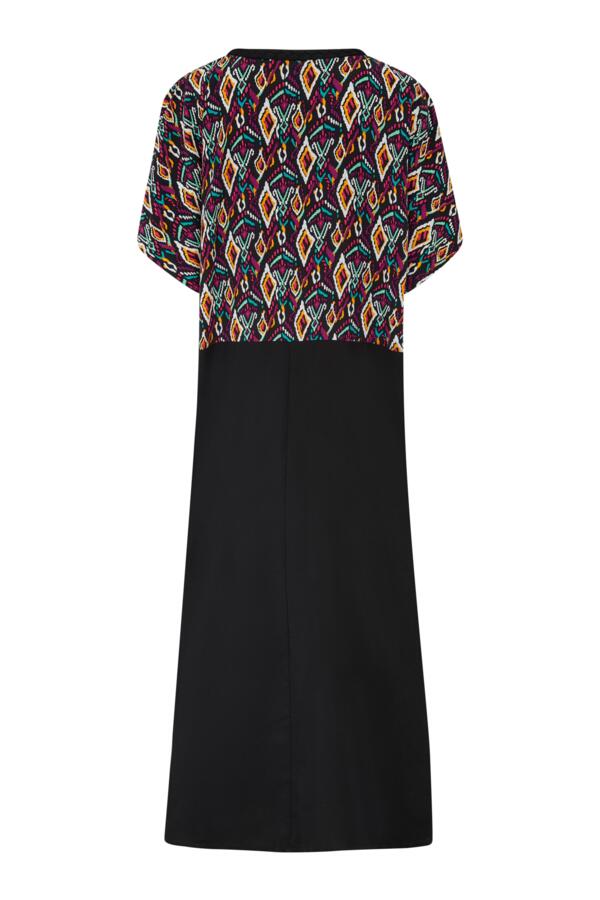 V-Neck Mix Print Midaxi Kaftan