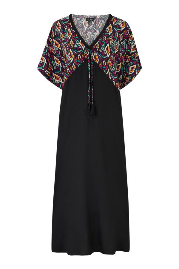 V-Neck Mix Print Midaxi Kaftan