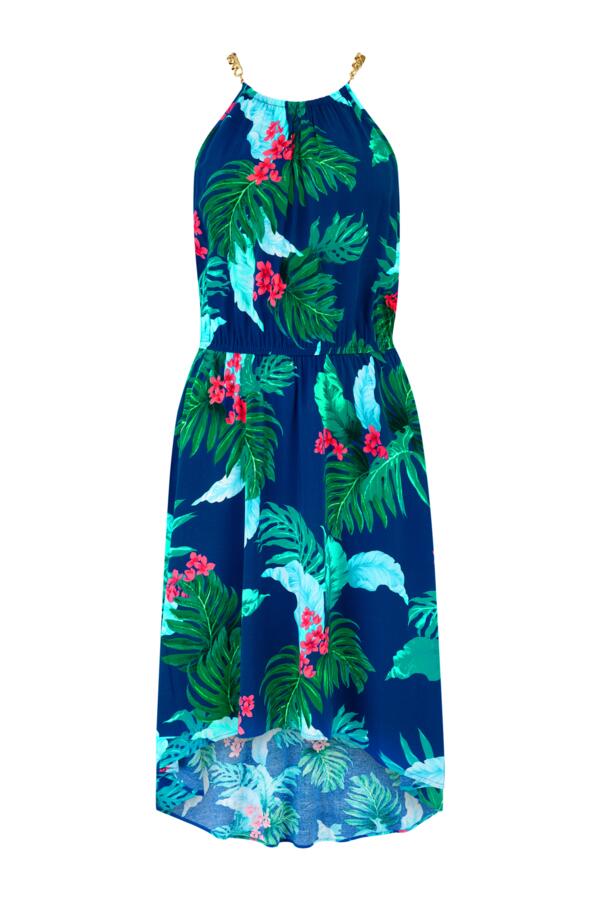 Gold Chain High Neck Beach Dress