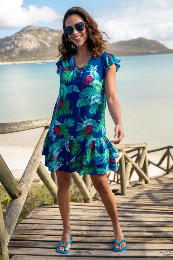 Crinkle Frill Swing Beach Dress