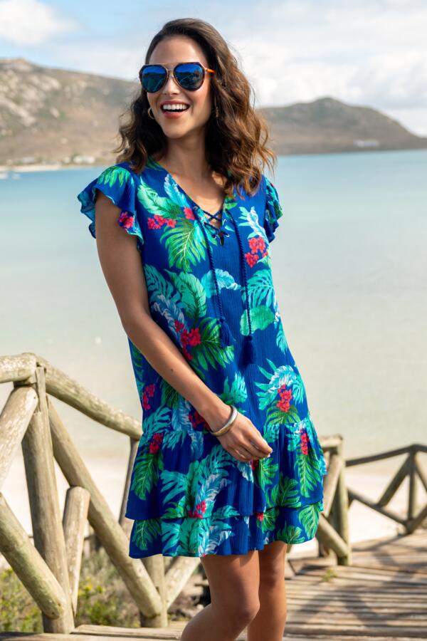 Crinkle Frill Swing Beach Dress