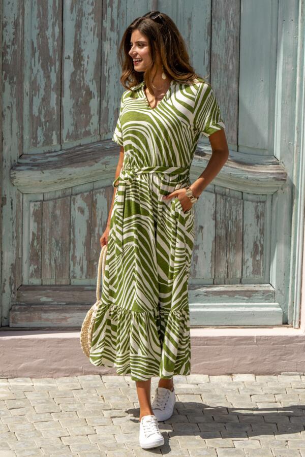 Cotton Slub Midi Shirt Dress