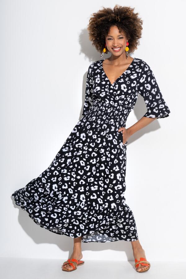 Carmen Fuller Bust Elasticated Neckline Woven Midaxi Dress