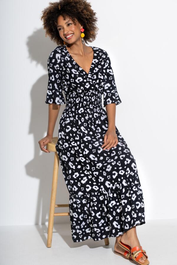 Carmen Fuller Bust Elasticated Neckline Woven Midaxi Dress