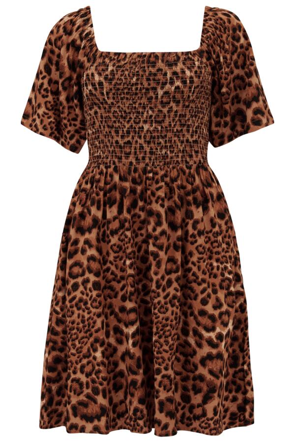Angel Sleeve Shirred Bodice Woven Dress