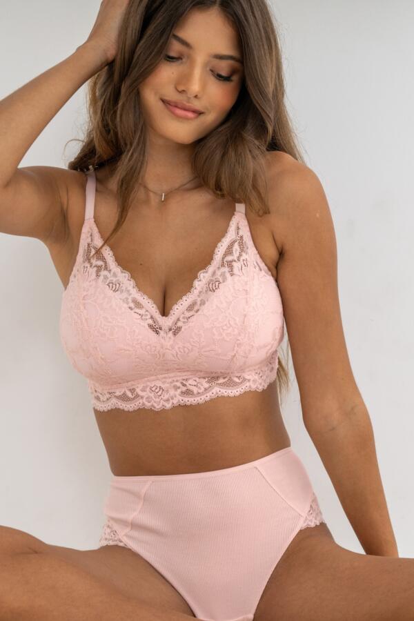 Love To Lounge Lace and Modal Rib Non-Wired Bra B-G