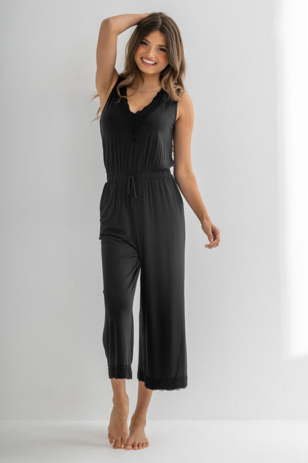 Sofa Loves Lace Hidden Support Cropped Wide Leg Jumpsuit