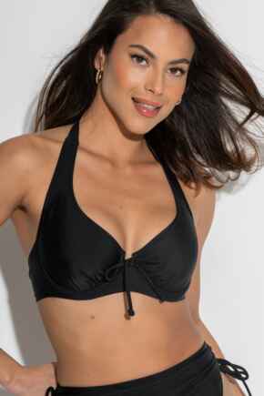 Maya Bay Non Padded Halter Underwired Bikini Top  - Black
