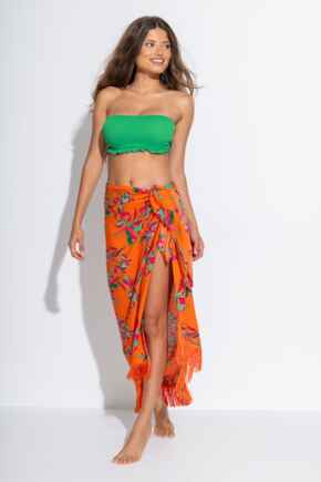 Fringe Trim Crinkle Woven Multiway Sarong - Zest