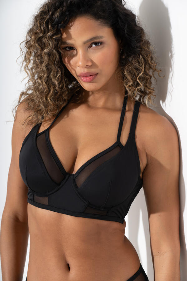 Sydney Underwired Mesh Longline Double Strap Bikini Top