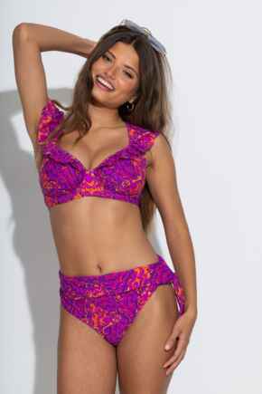 Bermuda Tie Fold Over Bikini Brief - Multi
