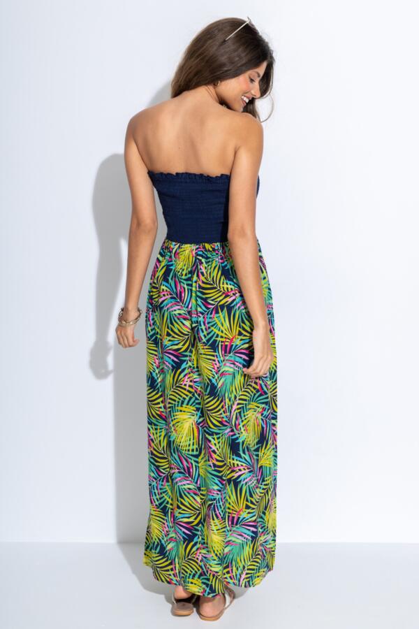 Strapless Shirred Split Maxi Beach Dress