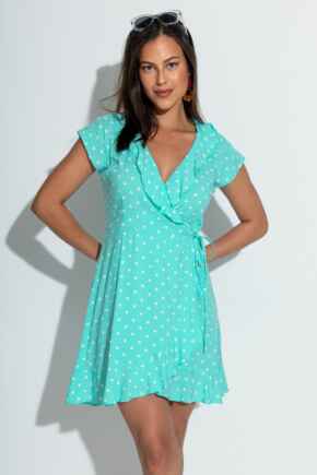 Woven Frill Wrap Dress - Mint Spot