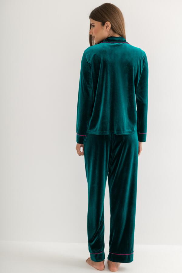 Velour Contrast Trim Pyjama Set
