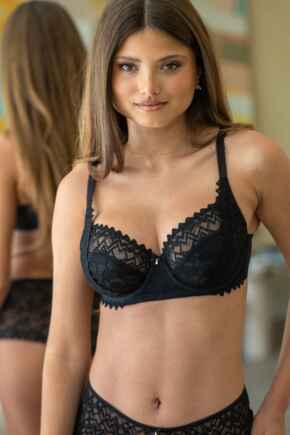 Mixology Non-Padded Side Support Bra D-J - Black