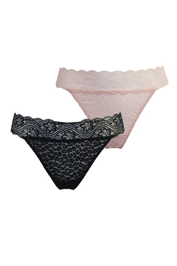 Leopard Lace V Thong 2 Pack
