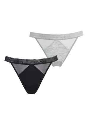 Modal and Mesh G String 2 Pack - Black/Grey Marl