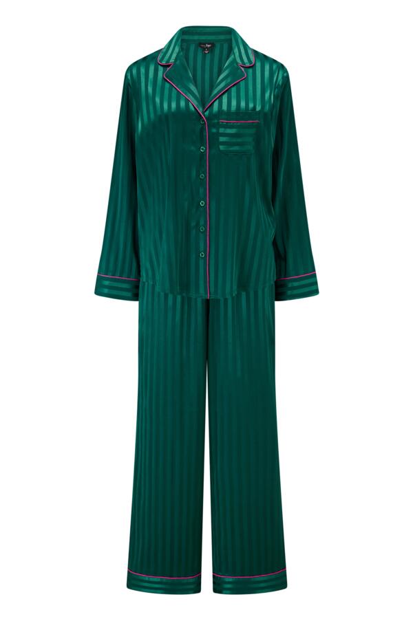 Satin Shadow Stripe Revere Collar Pyjama Set