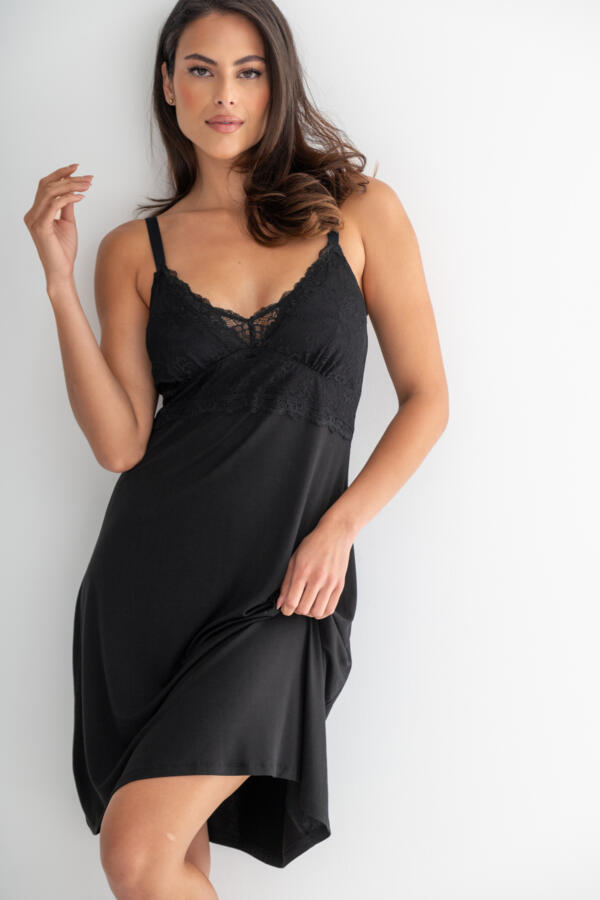 Sofa Loves Lace Knee Length Soft Jersey Chemise