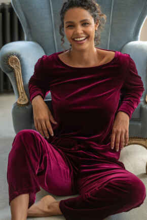 Velour Lounge Pyjama Set - Berry