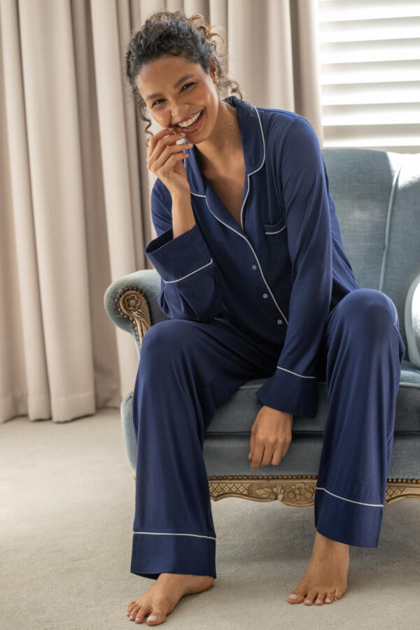 Bamboo Jersey Button Through Revere Collar Pyjama Set