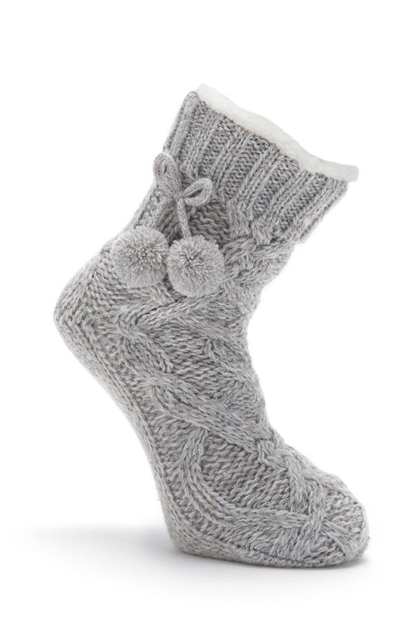 Cosy Cable Knit Lined Slipper Sock