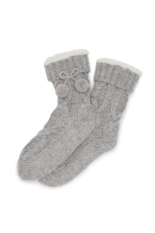 Cosy Cable Knit Lined Slipper Sock