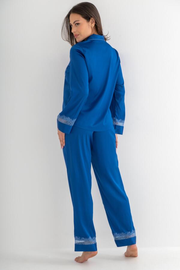 Dusk Satin and Lace Revere Collar Pyjama Set