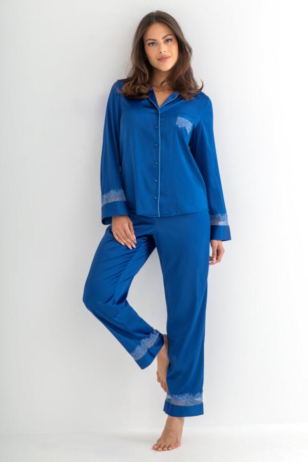 Dusk Satin and Lace Revere Collar Pyjama Set