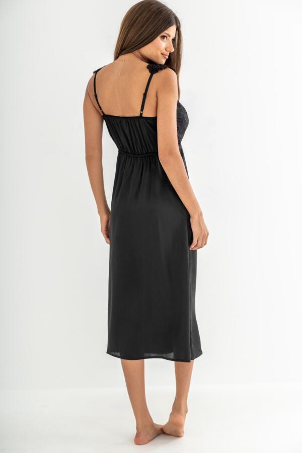 Dusk Satin & Lace Plunge Midi Chemise