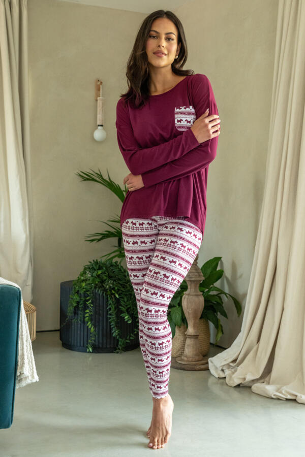 Soft Touch Jersey Fairisle Legging Pyjama Set