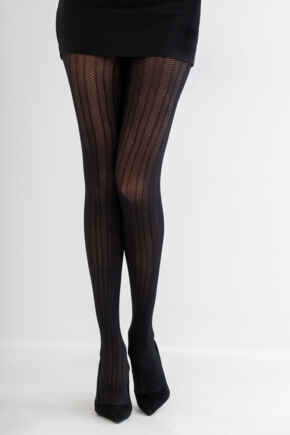 Stripe Lace Tights - Black